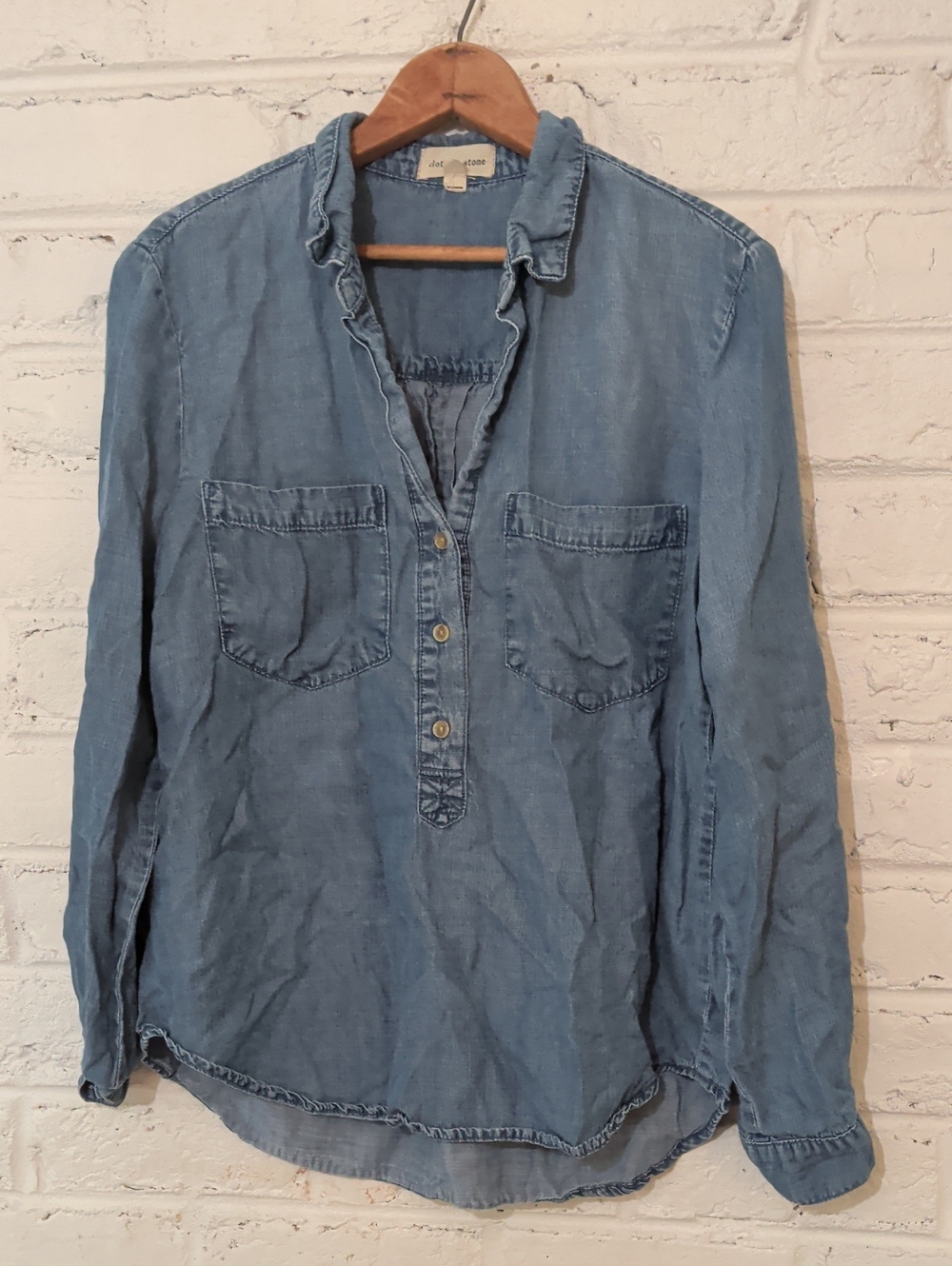 cloth & stone Faded Blue Denim-Style Button Down Shirt